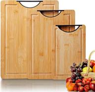 🔪 3-piece cutting board set with juice groove, large, medium, and small chopping boards, thick kitchen cutting boards with handles logo