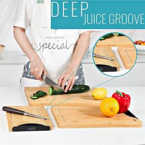 img 1 attached to 🔪 3-Piece Cutting Board Set with Juice Groove, Large, Medium, and Small Chopping Boards, Thick Kitchen Cutting Boards with Handles