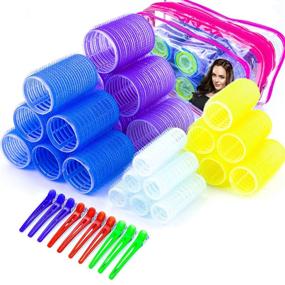 img 4 attached to 🌀 Effortless DIY Hair Curls: 34-Piece Hair Curlers Rollers Set with 4 Size No Heat Rollers for Short and Medium Hair | Includes 10 Duck Teeth Clips for Women's Hairdressing (20/28/36/44mm)