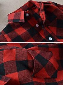 img 2 attached to Sleeve Plaid Flannel Red 150 US Boys' Clothing: Tops, Tees & Shirts Collection