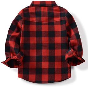 img 3 attached to Sleeve Plaid Flannel Red 150 US Boys' Clothing: Tops, Tees & Shirts Collection