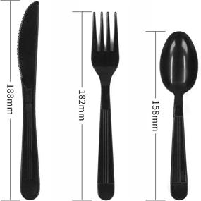 img 3 attached to 🍴 200 Count Black Disposable Plastic Cutlery Set - 80 Forks, 60 Spoons, 60 Knives - Combo Utensils for any Occasion