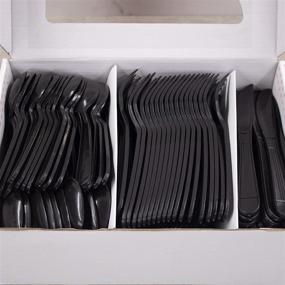 img 2 attached to 🍴 200 Count Black Disposable Plastic Cutlery Set - 80 Forks, 60 Spoons, 60 Knives - Combo Utensils for any Occasion