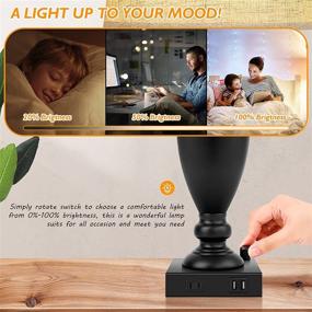 img 2 attached to Modern Set of 2 Table Lamps with USB Ports - Dimmable, Cream Fabric Shade, E26 Bulbs Included - Perfect for Bedroom, Living Room, Hotel