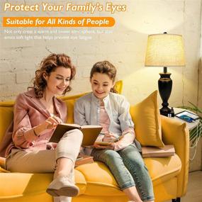img 1 attached to Modern Set of 2 Table Lamps with USB Ports - Dimmable, Cream Fabric Shade, E26 Bulbs Included - Perfect for Bedroom, Living Room, Hotel