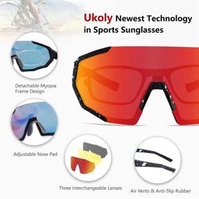 img 3 attached to Ukoly Polarized Sports Sunglasses: Versatile Cycling Glasses with Interchangeable Lenses for Men and Women - Ideal for Baseball, Fishing, and More!