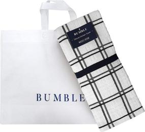 img 1 attached to 🧺 Премиум кухонные рушники Bumble из хлопка 16x26 с дизайном "Серый Клетчатый Окно", мягкие и очень впитывающие, с петелькой для подвешивания, натуральный хлопок Ring Spun, большой набор чайных полотенец, 400 г/м² - 6 шт.