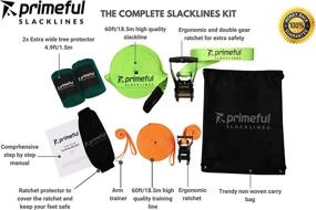 img 3 attached to 🌳 60 ft Primeful Slackline Kit with Overhead Training Line, Arm Trainer, Wide Tree Protectors, Ergonomic Ratchet, Carry Bag, and Instruction Manual – Family-Friendly Setup for Kids, Adults, and Everyone