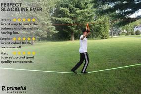 img 2 attached to 🌳 60 ft Primeful Slackline Kit with Overhead Training Line, Arm Trainer, Wide Tree Protectors, Ergonomic Ratchet, Carry Bag, and Instruction Manual – Family-Friendly Setup for Kids, Adults, and Everyone