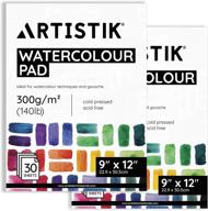 🎨 watercolor paper pad (pack of 2) - 9 x 12 inch, 30 sheets - cold pressed sketchbook for mixed media art and water-based mediums logo