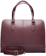 👜 su.b.dgn 13 inch laptop bag with trolley strap for women - leather bordeaux red briefcase, handbag, messenger bag logo