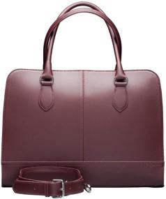 img 4 attached to 👜 Su.B.dgn 13 Inch Laptop Bag with Trolley Strap for Women - Leather Bordeaux Red Briefcase, Handbag, Messenger Bag