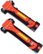 enhanced godecho car safety hammer - 2 pack emergency escape tool with seat belt cutter, vehicle window glass breaker, and light reflective tape logo