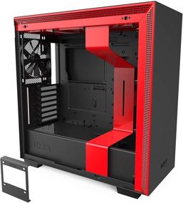 img 1 attached to 💻 NZXT H710 - CA-H710B-BR - Корпус для игрового ПК - средний башенный корпус ATX-размера - порт USB Type-C - боковая панель со стеклом-темперед - эффективная система управления кабелями - черно-красный дизайн - совместим с водяным охлаждением.