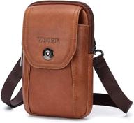 📱 viiger genuine leather cell phone holster: magnetic cover w/ belt clip pouch for iphone 13 pro max, 12 pro max, xs max - phone case holder & crossbody purse bag for men/women (brown) logo