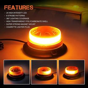 img 3 attached to 🚨 Primelux Automotive Emergency Strobe Lights: Powerful 24-LED Amber Rooftop Strobe Beacon for Trucks and Cars - 8 Flash Modes, Strong Magnetic Mount