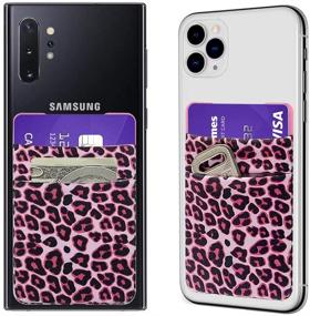 img 4 attached to 📱 Stylish SHANSHUI Rose Red Cheetah Phone Card Holder - 2 Pack Stick On Wallet Pouch for iPhone, Samsung Galaxy & More Smartphones