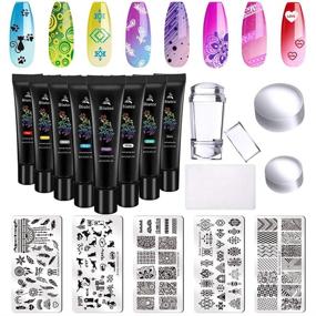 img 4 attached to 💅 Biutee Nail Stamping Kit: 5PCS Plates, 8PCS Polish Gels, Double Head Stampers with Scrapers - Create Stunning Nail Art with Leaves, Flowers, Animal Templates!