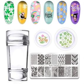 img 1 attached to 💅 Biutee Nail Stamping Kit: 5PCS Plates, 8PCS Polish Gels, Double Head Stampers with Scrapers - Create Stunning Nail Art with Leaves, Flowers, Animal Templates!