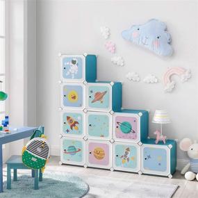 img 2 attached to 🧩 Organize Your Kid's Room with SONGMICS 12-Cube Toy Cube Storage Organizer: Easy to Assemble, Blue ULPC901Q01