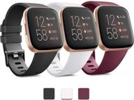 pack 3 soft silicone bands for fitbit versa 2 / fitbit versa/fitbit versa lite classic adjustable sport bands for women men small large(without tracker) (small logo