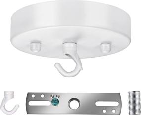 img 4 attached to 💡 5 Inch Vintage Chandelier Ceiling Plate with Hook - Steel Light Canopy Kit for Pendant Light or Chandelier - Complete with Mounting Hardware in White