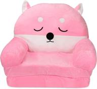 🐶 lzttyee kids flip open plush cartoon sofa – 2 in 1 fold out backrest armchair for playroom, living room, bedroom (corgi) logo