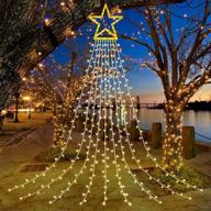 needostar outdoor christmas decorations: 317 led tree topper lighted star, 8 lighting modes - white логотип