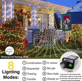 img 2 attached to Needostar Outdoor Christmas Decorations: 317 LED Tree Topper Lighted Star, 8 Lighting Modes - White