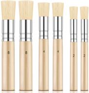 🖌️ outus 6-piece wooden stencil brushes: pure natural bristles for acrylic oil watercolor art painting stencil project diy crafts - 3 sizes logo