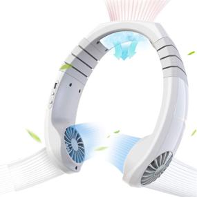 img 4 attached to 💨 TINYOUTH Hands-Free Neckband Fan USB Rechargeable - 2x1800mAh Neck Fan with 3 Wind Speeds, 45° Neckband Rotation - Perfect for Sports, Gym, Office, Reading, and Outdoor Activities - White