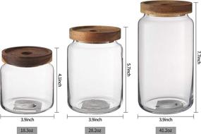 img 3 attached to 🍯 KMwares Clear Glass Food Jars/Canisters with Airtight Acacia Wood Lids - Set of 3, Ideal for Kitchen/Bathroom/Pantry Storage, Serving Pasta, Candy, Snacks, Tea, Coffee, and Dry Food