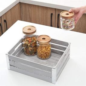 img 1 attached to 🍯 KMwares Clear Glass Food Jars/Canisters with Airtight Acacia Wood Lids - Set of 3, Ideal for Kitchen/Bathroom/Pantry Storage, Serving Pasta, Candy, Snacks, Tea, Coffee, and Dry Food