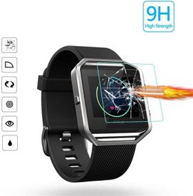 img 2 attached to 📱 Top-rated (Pack of 4) Tempered Glass Screen Protector for Fitbit Blaze Smart Watch - Akwox 0.3mm 2.5D High Definition 9H Premium Clear Screen Protective Film