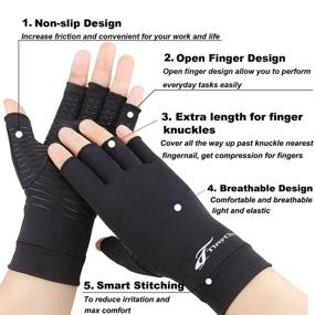 img 3 attached to 🧤 Relieve Arthritis and Carpal Tunnel Pain with 2 Pairs Copper Compression Gloves for Men and Women - Medium Size (Black, 2 Pairs Pack)