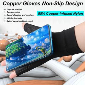 img 1 attached to 🧤 Relieve Arthritis and Carpal Tunnel Pain with 2 Pairs Copper Compression Gloves for Men and Women - Medium Size (Black, 2 Pairs Pack)