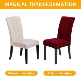 img 1 attached to 🪑 Stretchable and Washable Dining Chair Slipcovers - Set of 4/6/8, Seat Protectors for Dining Room, Hotel - Removable Chair Covers