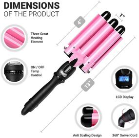 img 3 attached to 💁 Enlite 3 Barrel Curling Iron Hair Waver: 1-Inch Ceramic Tourmaline for Quick Long-Lasting Soft Loose Beach Waves in Minutes, Enhances Body & Volume. Heat Adjust LED Display for All Hair Types. Fast Heating for Optimum Results.