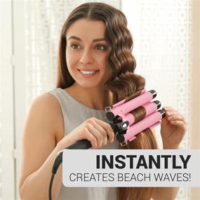 img 2 attached to 💁 Enlite 3 Barrel Curling Iron Hair Waver: 1-Inch Ceramic Tourmaline for Quick Long-Lasting Soft Loose Beach Waves in Minutes, Enhances Body & Volume. Heat Adjust LED Display for All Hair Types. Fast Heating for Optimum Results.