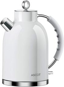 img 4 attached to 🔌 ASCOT Electric Kettle Stainless Steel – Fast Boiling Tea Kettle 1.7L, 1500W, BPA-Free, Cordless, Auto Shutoff, Boil-Dry Protection, White