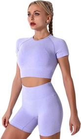 img 1 attached to 🏋️ Seamless Yoga Sets for Women: 2-Piece Workout Crop Top with High Waisted Running Shorts - Activewear Essentials