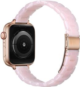 img 3 attached to Утонченный ремешок OUHENG из смолы совместимый с браслетами для Apple Watch 41 мм 40 мм 38 мм 45 мм 44 мм 42 мм, легкий тонкий ремешок с металлической пряжкой для iWatch SE Series 7/6/5/4/3/2/1 - розовый/розовое золото, 41 мм 40 мм 38 мм