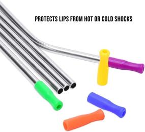 img 2 attached to 8-Pack of Silicone Tips for Stainless Steel Straws - 6mm Multi-colored Anti-burn Safety Straw Tips 🥤 and Anti Rattle Grommets - Food Grade, 8 colors - Compatible with 20/30oz Yeti and other Steel Straws