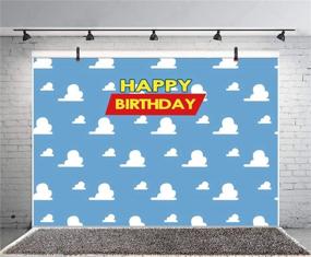 img 3 attached to 🎈 Leyiyi 7x5ft Kids Happy Birthday Watercolor Banner Seamless Retro Airplane Aircraft Sky Cloud Cartoon Backdrop - Ideal for 1st B Day, Baby Shower, Cake Table - Photography Background, Photo Portrait, Vinyl Studio Prop