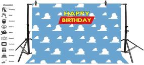 img 2 attached to 🎈 Leyiyi 7x5ft Kids Happy Birthday Watercolor Banner Seamless Retro Airplane Aircraft Sky Cloud Cartoon Backdrop - Ideal for 1st B Day, Baby Shower, Cake Table - Photography Background, Photo Portrait, Vinyl Studio Prop