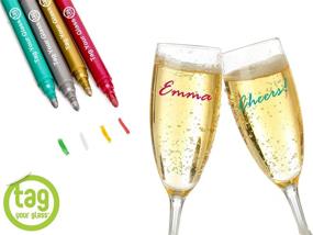 img 3 attached to 🍷 Wine Glass Markers: Metallic & Washable - Add Elegance and Convenience to Your Glassware!