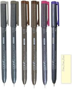 img 1 attached to 🖍️ Copic Multiliner Pigment Based Ink Markers, 0.03mm (Extra Fine), Cool Gray, Warm Gray, Sepia, Brown, Pink, Lavender (Pack of 6 Colors), Sticky Notes + Japan Import