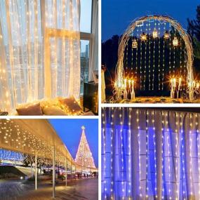 img 2 attached to Curtain Lights: Remote Controlled Fairy Lights for Wedding, Party, Backdrop, Wall Décor - IP64 Waterproof, USB Powered, 8 Modes, 300 LEDs (9.8x9.8Ft, Warm White)