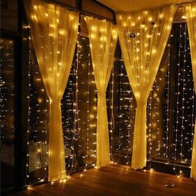 img 3 attached to Curtain Lights: Remote Controlled Fairy Lights for Wedding, Party, Backdrop, Wall Décor - IP64 Waterproof, USB Powered, 8 Modes, 300 LEDs (9.8x9.8Ft, Warm White)