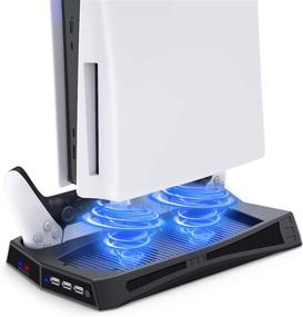 img 4 attached to 🎮 Premium Vertical Stand with Cooling Fan and Dual Controller Charging for PS5 & PS5 Digital Edition - Enhanced Organization and Connectivity